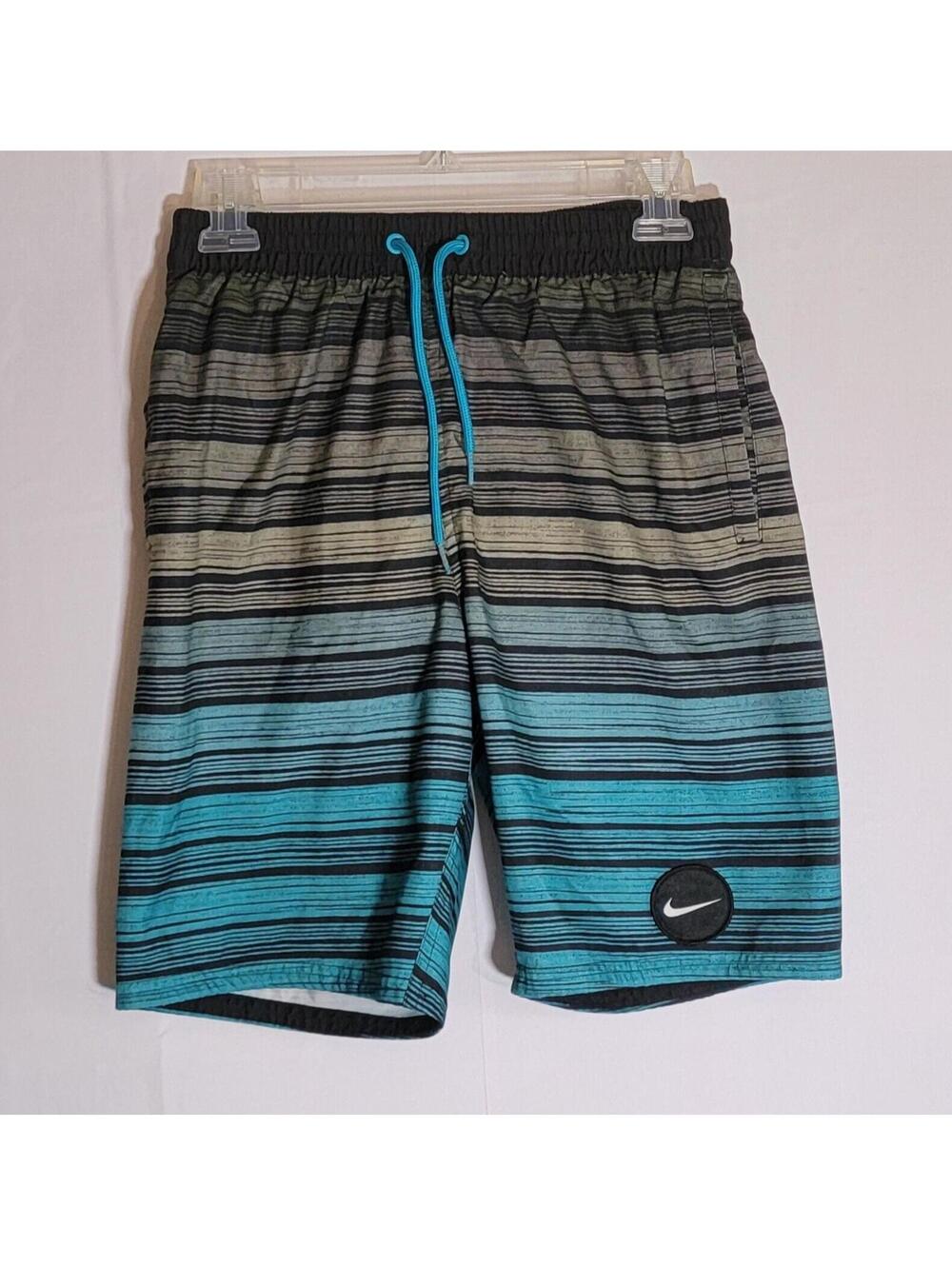 Nike Volley Swim Shorts Men’s Small Oxidized Blue Black Stripe Swimwear